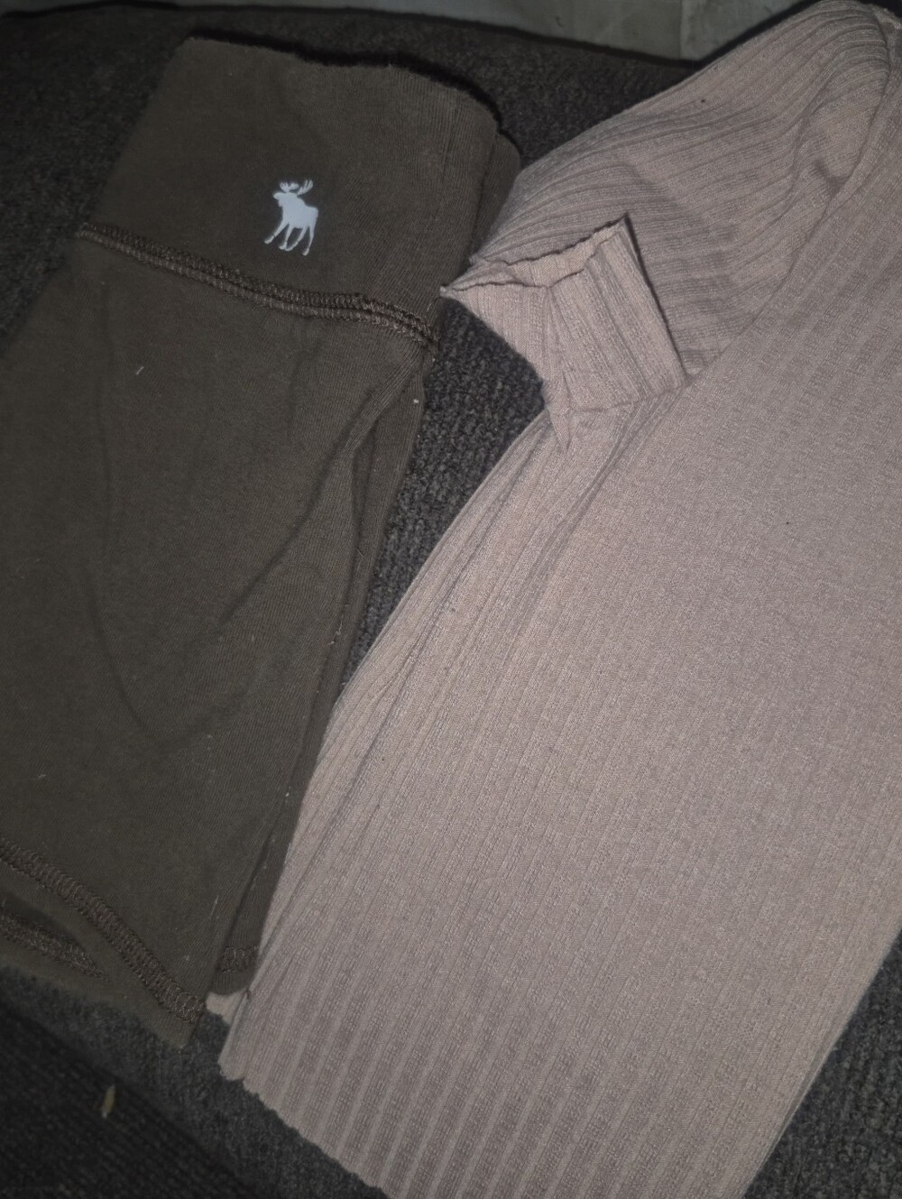 Abercrombie & Fitch Kids Ribbed Leggings and Shorts Set - Brown and Mauve